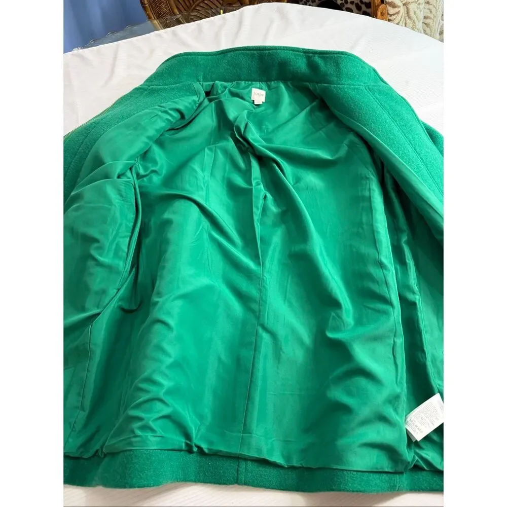 J Crew Factory City Coat with Button Neck Alpine Meadow Green Size 10 - Picture 3 of 12